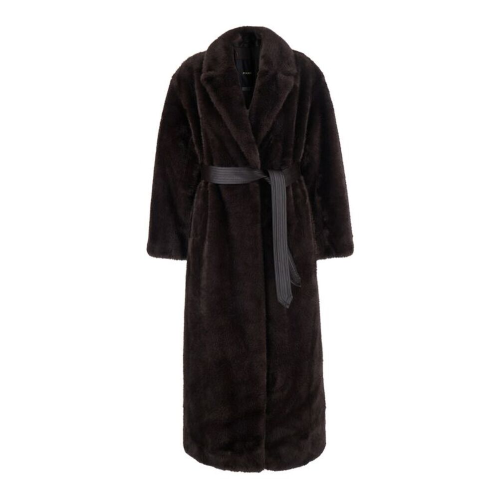 Pinko Women Brown Coat With Mink Look